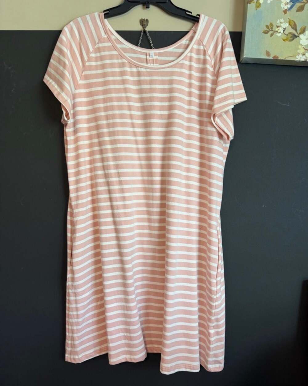 Alaster Queen Striped T-Shirt Dress Pink White 2XL